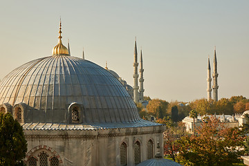 Image showing Dome and tower of the mosque. Turkey, Istanbul