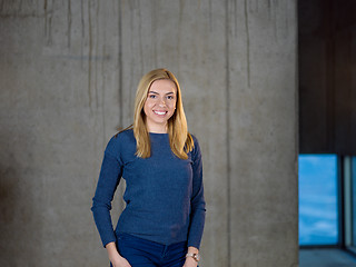 Image showing portrait of young female architect on construction site