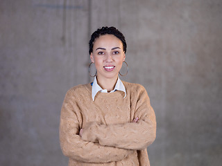 Image showing portrait of young female architect on construction site