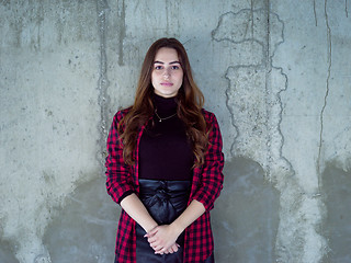 Image showing portrait of young female architect on construction site