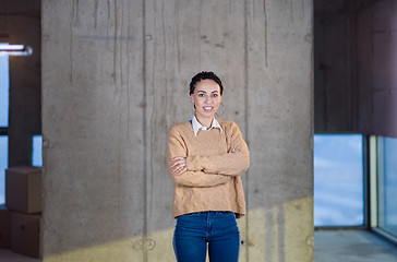 Image showing portrait of young female architect on construction site