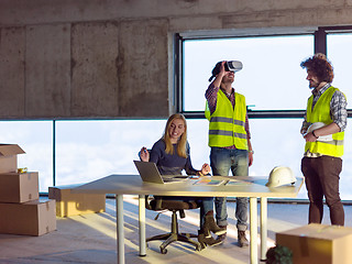 Image showing group of business people,architect and engineer on construction 