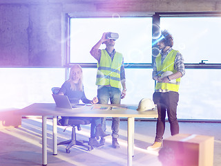 Image showing group of business people,architect and engineer on construction 