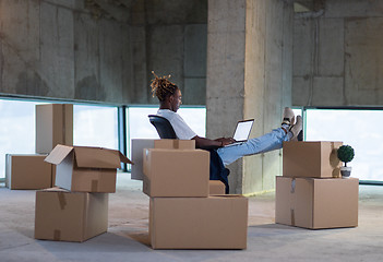 Image showing young black male architect on construction site