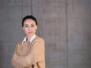 Image showing portrait of young female architect on construction site