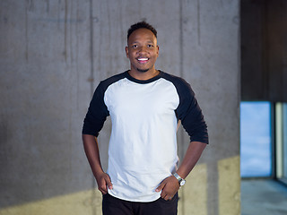 Image showing portrait of young black male architect on construction site