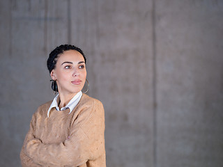 Image showing portrait of young female architect on construction site