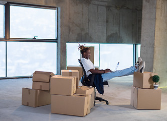 Image showing young black male architect on construction site