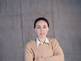 Image showing portrait of young female architect on construction site