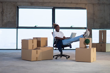 Image showing young black male architect on construction site