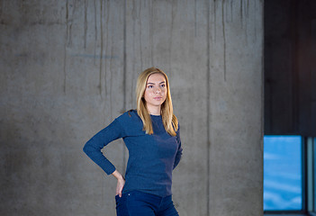 Image showing portrait of young female architect on construction site