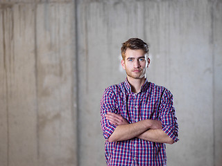 Image showing portrait of young male architect on construction site