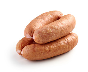 Image showing smoked sausages on white background