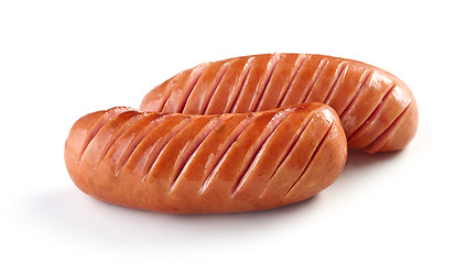 Image showing grilled sausages on white background