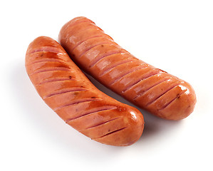 Image showing grilled sausages on white background