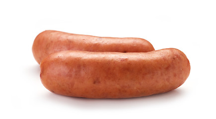 Image showing grilled sausages on white background