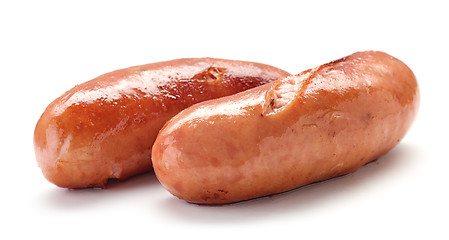 Image showing grilled sausages on white background