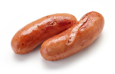 Image showing grilled sausages on white background
