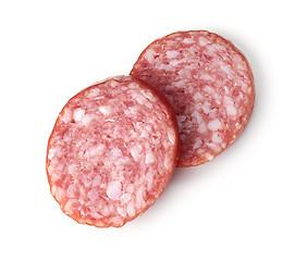 Image showing salami sausage on white background