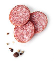 Image showing salami sausage on white background