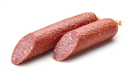 Image showing salami sausage on white background