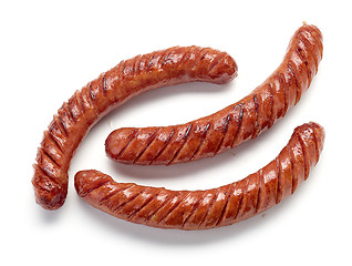 Image showing grilled sausages on white background