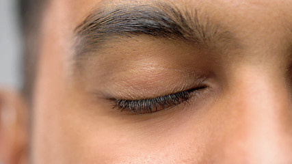 Image showing close up of closed male eye