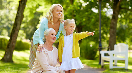 Image showing happy mother, daughter and grandmother at park