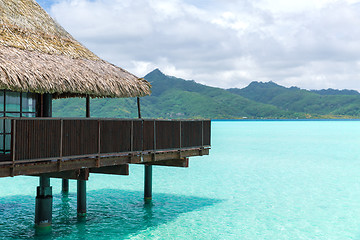 Image showing bungalow huts of resort in french polynesia