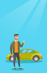 Image showing Man holding keys to his new car.