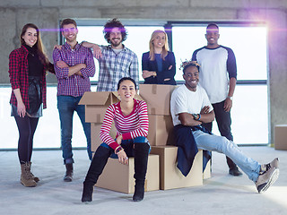 Image showing portrait of multiethnic business people on construction site