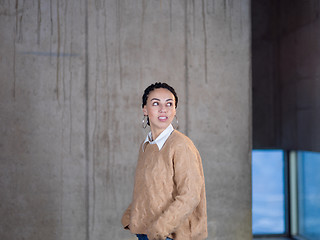 Image showing portrait of young female architect on construction site