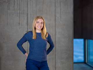 Image showing portrait of young female architect on construction site