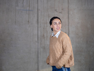Image showing portrait of young female architect on construction site