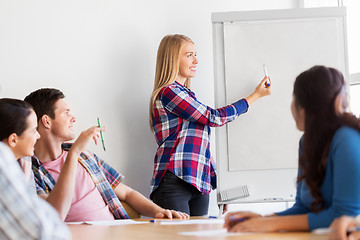 Image showing group of high school students with flip chart