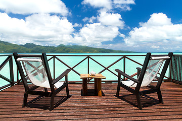 Image showing two chaise longues on terrace in french polynesia