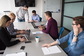 Image showing Group of young people meeting in startup office