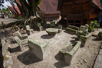 Image showing Stone chairs of Ambarita