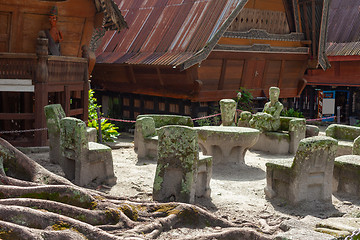 Image showing Stone chairs of Ambarita