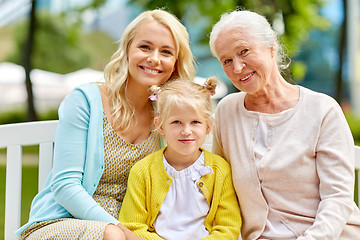 Image showing woman with daughter and senior mother at park