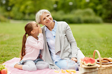 Image showing grandmother and granddaughter at picnic in park