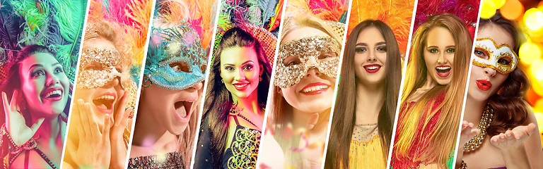 Image showing Beautiful young women in carnival mask