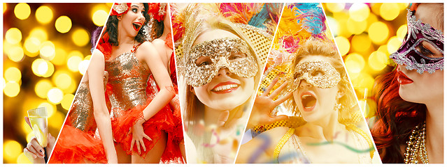 Image showing Beautiful young women in carnival mask