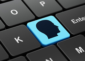 Image showing Business concept: Head on computer keyboard background