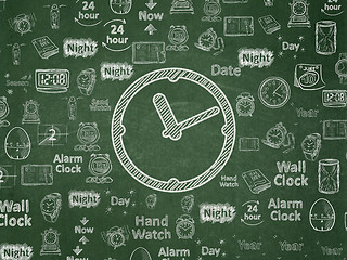 Image showing Time concept: Clock on School board background
