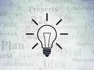 Image showing Business concept: Light Bulb on Digital Data Paper background