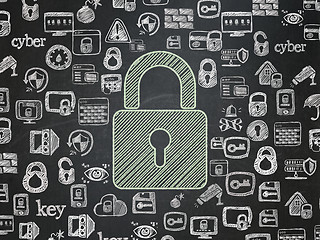 Image showing Privacy concept: Closed Padlock on School board background