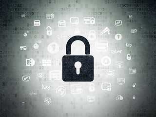 Image showing Privacy concept: Closed Padlock on Digital Data Paper background