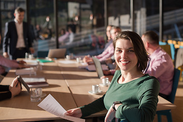 Image showing Business Team At A Meeting at modern office building