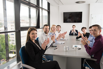 Image showing Group of young people meeting in startup office